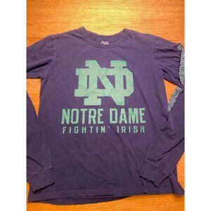 Notre Dame Fighting Irish Alta Long Sleeve T-Shirt Size S Cotton Blend Navy & Gr